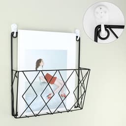 Wandgemonteerde krantenhouder van metaal 26x25cm - stijlvolle wandplank voor kantoor en woonkamer - zwart, multifunctioneel en ruimtebesparend — thumbnail 2