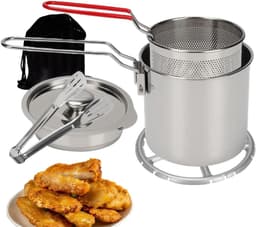 Mini Friteuse - Compact Frituur - Feestjes Thuis - Spatvrij Frituren - 1.2 Liter - Zilverkleurig — thumbnail 1
