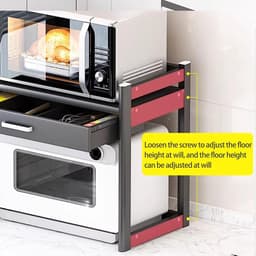 Magnetron Stand - Keukenrek - Keuken Opbergen - Dubbele Plank - 50cm - Zwart — thumbnail 2