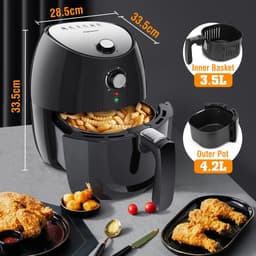 Heteluchtfriteuse - Airfryer - Gezond Frituren - Snelle Bereiding - 35 Liter - Zwart — thumbnail 3