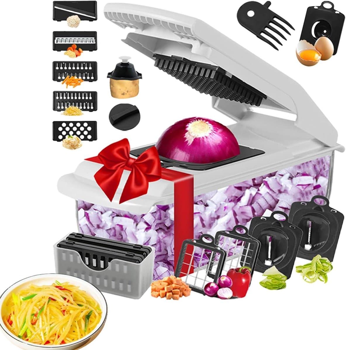 Groentehakker - Keuken Snijder - Koken Vereenvoudigen - 18-in-1 Functies - 334 cm - Wit — afbeelding 1