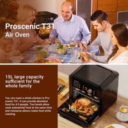 Heteluchtfriteuse – Airfryer - Airfryer Oven - 15L - 360° Luchtcirculatie - 1700W - 240V - 12 Voorinstellingen - LED Touchscreen - Kijkvenster - App Bediening - Zwart — thumbnail 3