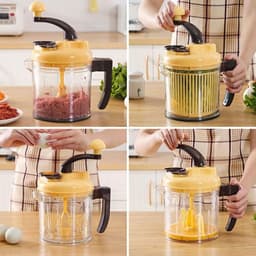 Handmatige Keukenmachine - Groentehakker Vleesmolen - Snel Ingrediënten Verwerken - Drie Versnellingen Instelbaar - 2500 ml - Wit — thumbnail 3