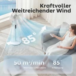 Staande ventilator - Vloer ventilator - Ruimte verkoelen - Met afstandsbediening - 138 cm hoog - Wit — thumbnail 4