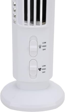 Mini Torenventilator - Bureauventilator Compact - Persoonlijke Koeling - Geïntegreerd LED Licht - 10 x 11 x 39 cm - Wit — thumbnail 2
