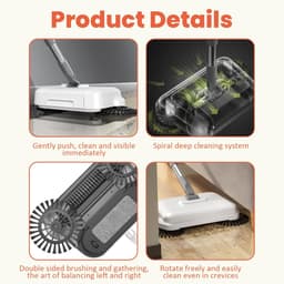 Handveegmachine Lange Steel - Vloer Reiniger - Snel Vloeren Schoon - 360 Graden Draaibaar - 102 cm Hoog - Wit — thumbnail 2