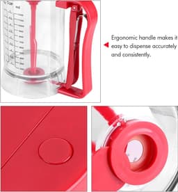 Pancak Mixer Dispenser - Beslag Maker - Bakken Thuis - Automatisch Mengen - 1200 ml - Transparant Rood — thumbnail 5