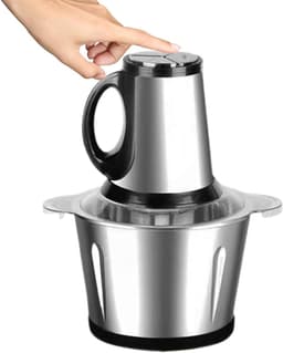 Elektrische Groentehakker - Keukenmachine Mini - Ingrediënten Voorbereiden - Roestvrijstalen Messen - 28 x 19 x 19 cm - Zilver — thumbnail 1
