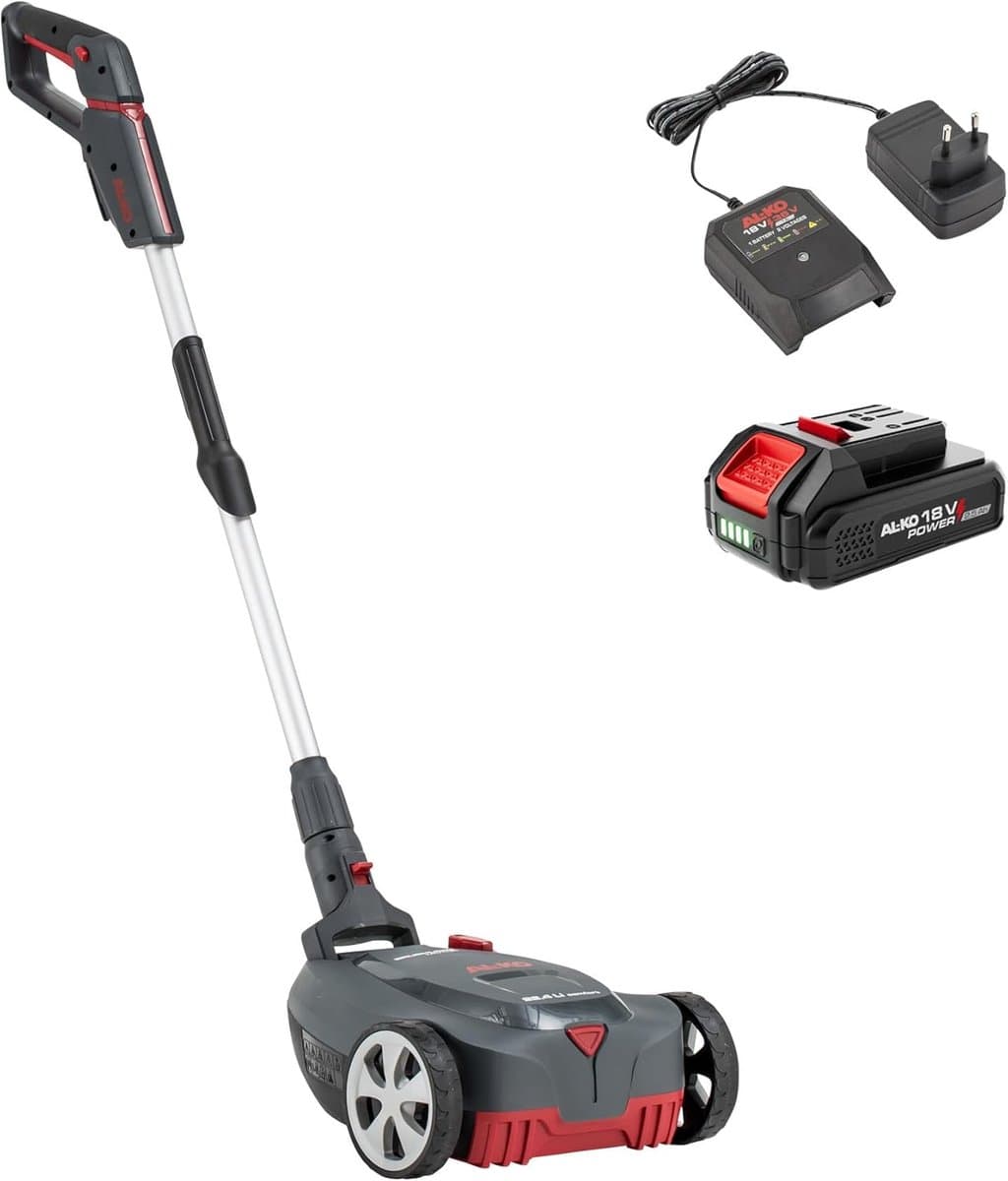 Accu Mulchmaaier - Elektrische Grasmaaier - Gazon Onderhoud - Flexibel Accu Systeem - 22 cm Maaibreedte - Grijs Zilver Rood — afbeelding 1