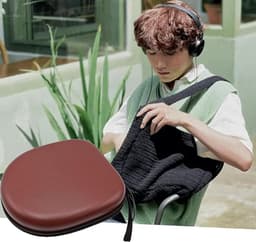 Bruinrode opbergtas voor over-ear koptelefoons, waterdichte opbergtas voor koptelefoons, opbergtas voor digitale apparaten — thumbnail 2