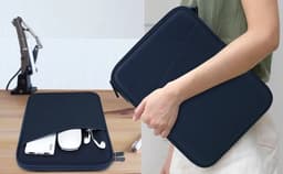 Universele Bescherm Hoes - Compatibel met iPad / Tablet / E-reader tot 11 Inch - Polyester Sleeve - iPad / Tablet Tas - Blauw — thumbnail 3
