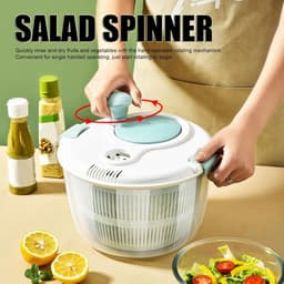 Salade Spinner Kom - Groente Droger - Snel Salades Maken - Multifunctioneel Ontwerp - 5L Capaciteit - Blauw — thumbnail 5