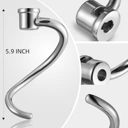 Deeg Haak Mixer - Broodhaak Keukenmachine - Deeg Kneden - Voedselveilig Roestvrij Staal - 4.5-5 Qt - Zilver — thumbnail 2
