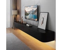 Zwevende tv-kast - Tv meubel - Woonkamer opbergen - Met LED licht - 120 cm - Zwart