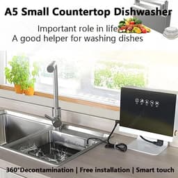 Vaatwasser - Keukenapparaat - Snel Schoonmaken - Sonische Reiniging - Compact Formaat - Zilver — thumbnail 4