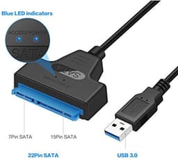 USB naar SATA Kabel - Externe Harde Schijf Adapter - Data Overzetten - USB 3.0 Snelheid - 2.5 Inch - Zwart — thumbnail 5