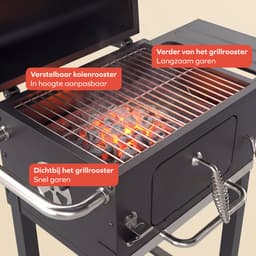 KitchenBrothers Houtskool BBQ Midi - Barbecue Houtskool - RVS Grillroosters - PFAS-Vrij - Met Aslade - 30x40 cm Grilloppervlak - Zwart — thumbnail 5