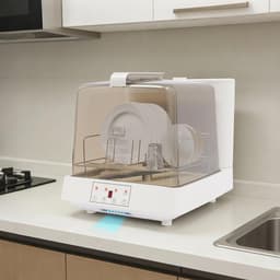 Draagbare vaatwasser - Compacte tafelmodel - Keuken opruimen - Automatische 360° reiniging - 20 Koppen capaciteit - Wit bruin — thumbnail 4