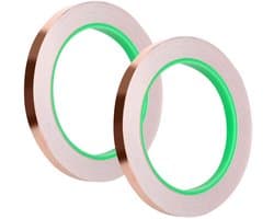 Dubbelzijdige geleidende kopertape - 2 rollen zelfklevende tape voor EMI-afscherming, glasbewerking en elektronica (20m x 6mm)