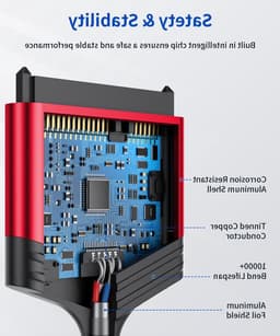 SATA naar USB 3.0 Adapter voor 2.5" Hardeschijven en SSD's, Ondersteunt UASP en Trim, Compatibel met Windows, MacOS, ChromeOS en Linux, Rood — thumbnail 4