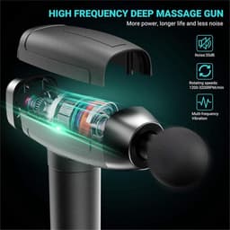 Massagepistool - Spierstimulator Draagbaar - Spierherstel Bevorderen - 30 Snelheden 6 Koppen - 25x6.3x23cm - Wit — thumbnail 4