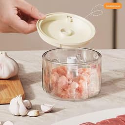 Mini Keukenmachine - Voedsel Snijder - Snel Ingrediënten Hakken - Draadloos Veiligheidsslot - 350ml Capaciteit - Crèmekleurig — thumbnail 4