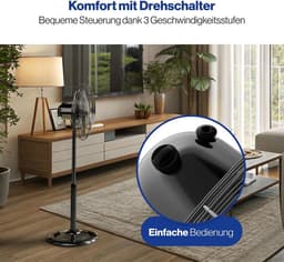 Design Ventilator - Vloer Ventilator - Zomerse Koelte - 40cm Diameter - 6.2 kg - Zwart — thumbnail 3