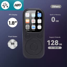 MP3 Speler - Muziekspeler Digitale Audio - Reizen Muziek Luisteren - 128 GB Uitbreidbaar - 2.01 Inch IPS Scherm - Zwart — thumbnail 3