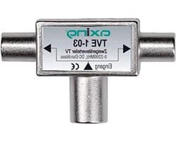 TV Verdeler - Coax Splitter - Twee Televisies Aansluiten - Massief Zink Gietbehuizing - 5.5 x 1.5 x 3.5 cm