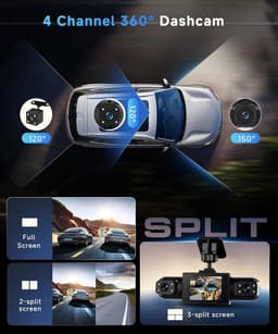 Ingebouwde 360° Voor- en Achterbinnen Camera – 4 Kanalen – 1080p Dashboardcamera – 2" IPS Dashcam — thumbnail 2