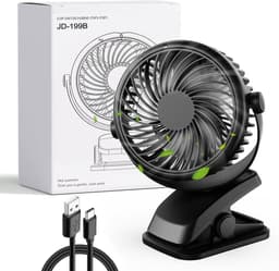 Mini Ventilator met Clip – Oplaadbare Tafelventilator – Stil – 720° Draaibaar – 3 Snelheden – USB-C — thumbnail 1