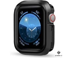 Strap-it Siliconen Case - Bescherming geschikt voor Apple Watch 3 case - Hoesje geschikt voor Apple Watch 42mm case - Zwart - iWatch cover voor maat 42 mm