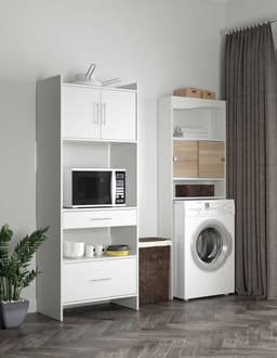 Kast voor wasmachine/toilet Splash - wit/eik - Symbiosis - wasmachinekast_enkel - Wit; Bruin - Spaanplaat — thumbnail 3