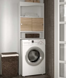 Kast voor wasmachine/toilet Splash - wit/eik - Symbiosis - wasmachinekast_enkel - Wit; Bruin - Spaanplaat — thumbnail 1