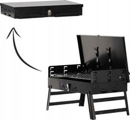 Opvouwbare toeristengrill/barbecue met vorken en spatel, koffer, 44x23x48 cm — thumbnail 3