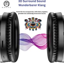 Manike YH21 Over Ear Koptelefoon Draadloos - Draadloze Headset met Microfoon - Bluetooth 5.3 - 60 Uur Batterij - Inklapbaar - ENC Kristalheldere Gesprekken - Bluetooth Headset - Zwart — thumbnail 3