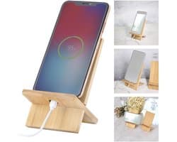 Ondersteunt mobiele bamboe tafel met oplaadgat, laptop computer ondersteunt mobiele telefoon houten tablet computer Geschikt voor iPhone, iPad, desktop, tablet en alle mobiele telefoons