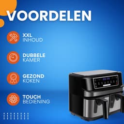 Mini oven - Grill rooster - Bakplaat - Airfryer - Voor Gezinsmaaltijden en Efficiënt Koken - 6-in-1 Slim Design met Dubbele Manden - 10 QT, Ruimtebesparend — thumbnail 3