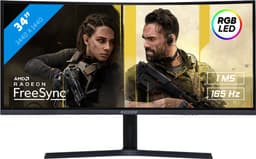 RAIDER 34 inch Ultra Wide Gaming Monitor - 165HZ - 34 inch - WQHD (3440x1440) - CURVED - 1 ms - FreeSync/G-Sync - Zwart — thumbnail 1