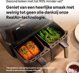 Braun TwinCook 3 Dubbele Airfryer - TD3030 - 8L - 2x4L Vaatwasbestendige Lades - Zwart — thumbnail 3