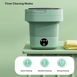 Vouwbare Mini Kleine Draagbare Wasmachine - 100-240V Volledige Appartement Automatische Kleine Ondergoed Vouwbare Wasmachine voor Studentenhuis (Groente) — thumbnail 3