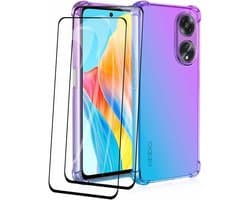 Allecto Plus - Telefoonhoesje met 2 beschermfolies - Schokabsorberend - Transparant Silicone - Paars/Blauw