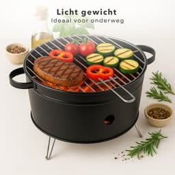 Cheqo® Tafelbarbecue Houtskool - Tafel Barbecue - BBQ Tafelmodel - Houtskoolbarbecue - Compacte BBQ voor Camping of Park - 35 cm - RVS - Lichtgewicht — thumbnail 3