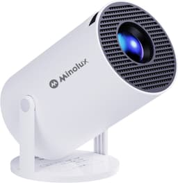 Minolux® Mini Beamer-NEW model 2026 – Smart Projector met Netflix, YouTube, Disney+, Appstore. – WiFi, Bluetooth, Screen Mirroring – Home Cinema - 4k - Beamer - Inclusief Hdmi kabel & speaker - IOS & Android - Wit — thumbnail 1
