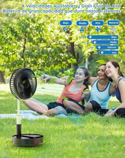 RFWR® Draagbare oscillerende tafel- en staande ventilator met afstandsbediening, opvouwbaar en USB-oplaadbaar, 4 snelheden — thumbnail 4