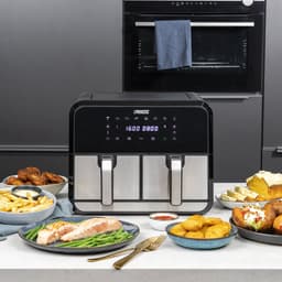 Princess Double Basket Airfryer 182074 - Dubbele Airfryer - 9 liter - 2 manden - XL - 8 programma's- 2400W - Dubbele heteluchtfriteuse - PFAS vrij - Touchscreen - RVS/Zwart - Sync functie — thumbnail 13