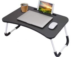 LaptopTafel -Laptop Desk, Draagbare Bed Plank Tafel Laptop BED TABEL, Vouwen Ontbijt Serveerlade Notebook Stand met Tablet Slot en Cup Slot voor het eten van ontbijt, boekboek, film op bed, bank - (WK 02122)