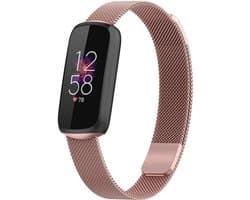 Milanees Smartwatch bandje - Geschikt voor Fitbit Luxe Milanese band - rosé pink - Strap-it Horlogeband / Polsband / Armband