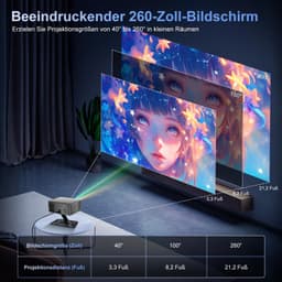 Beamer Native 1080P - 300 ANSI Lumen - 1920 x 1080 Resolutie - LED - Draagbaar - Smart Projector — thumbnail 2