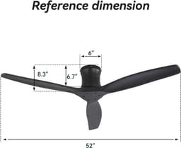 DESMIU Plafondventilator – Omkeerbaar – 132,08 cm – Hout – Mat Zwart – Zonder Verlichting – Met Afstandsbediening en Tijdschakelaar — thumbnail 5